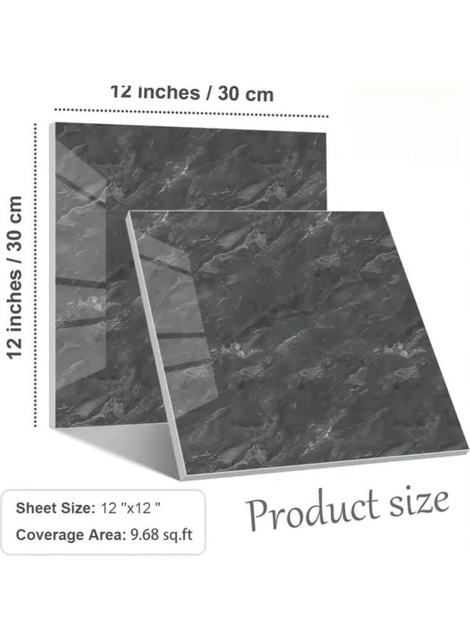 24 قطعة من بلاط الحائط الرمادي الفاتح الرخامي ذاتية اللصق، قابلة للتقشير، مقاومة للماء وقابلة للإزالة - Image 3